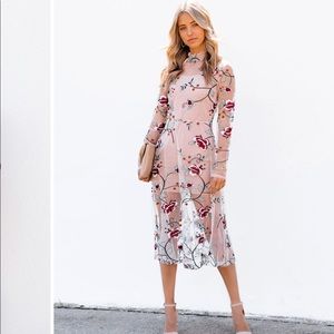 VICI Heartstrings floral embroidered midi dress